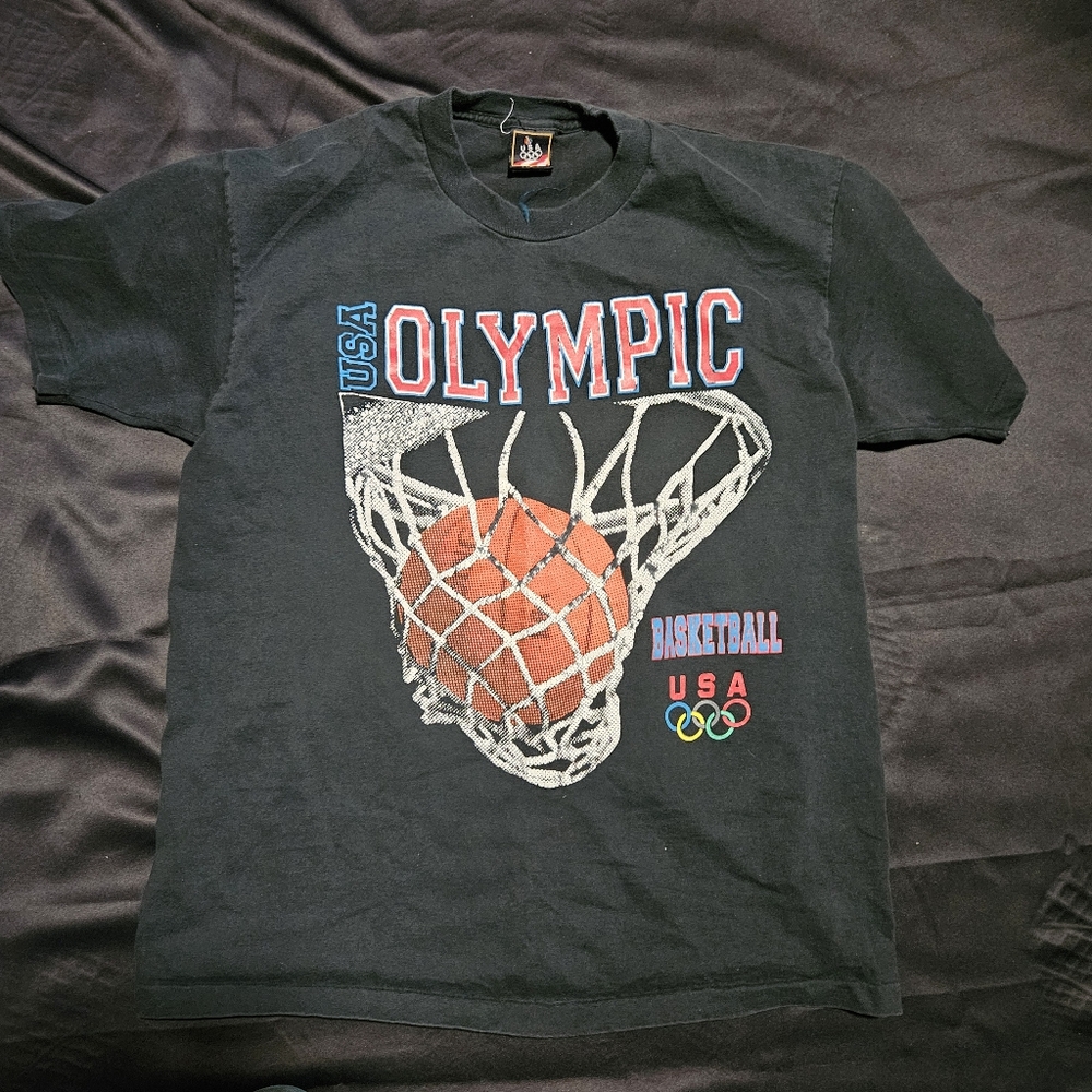 Vintage Olympic Basketball Single Stitch Short Sleeve Tee Size Large
